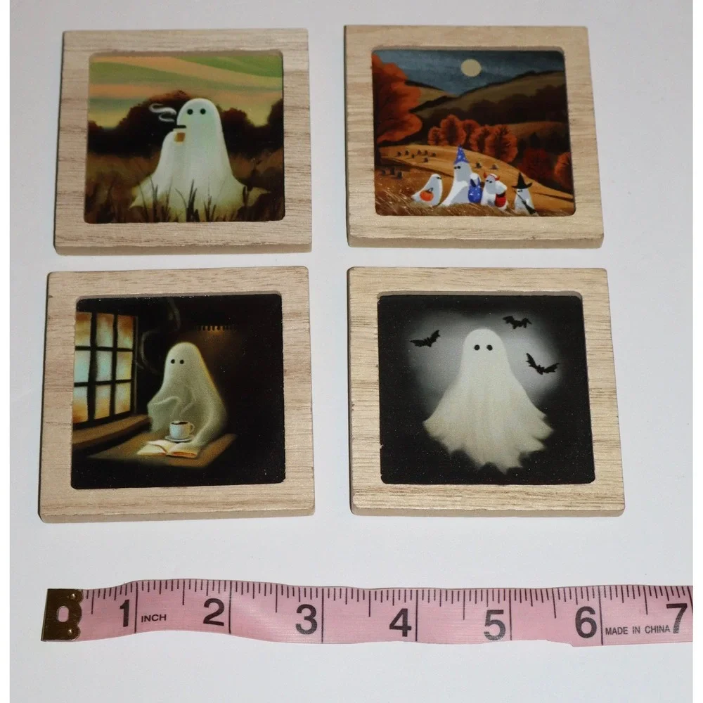 Target Bullseye Playground 2026 Halloween Ghost Art Magnets Set 4 Wooden Frame